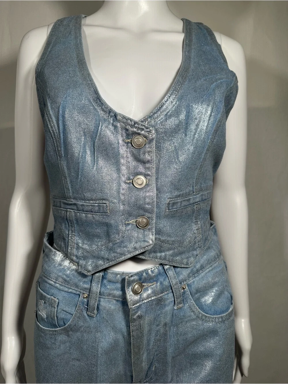 Fashion Nova Foil Jean Set NWT